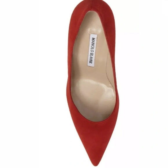 MANOLO BLAHNIK Red Suede 105 BB Pumps Heels 39 9 - Picture 4 of 11
